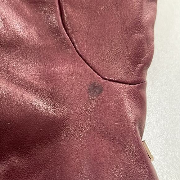 Bruno Magli Cashmere Lined Leather Bow Gloves Burgundy XL Retails: $195 - Picture 5 of 8